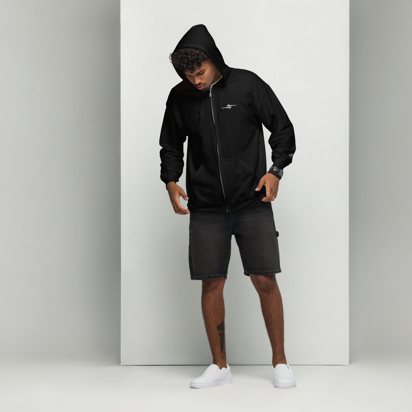  4iCe® Elite Boxing zip hoodie, black, full front view