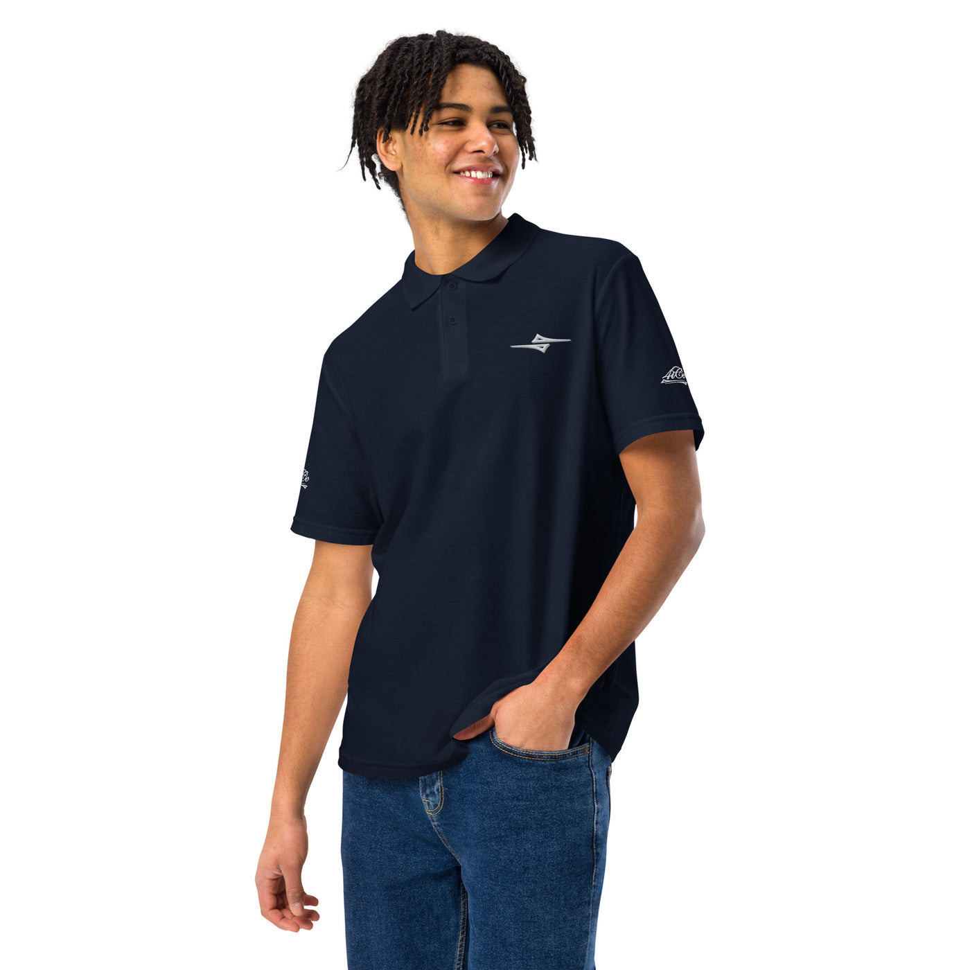 4iCe® Icon Elite Boxing navy embroidered polo shirt