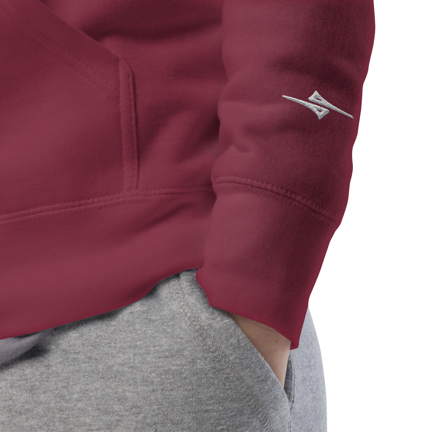  4iCe® Elite Boxing maroon embroidered hoodie details