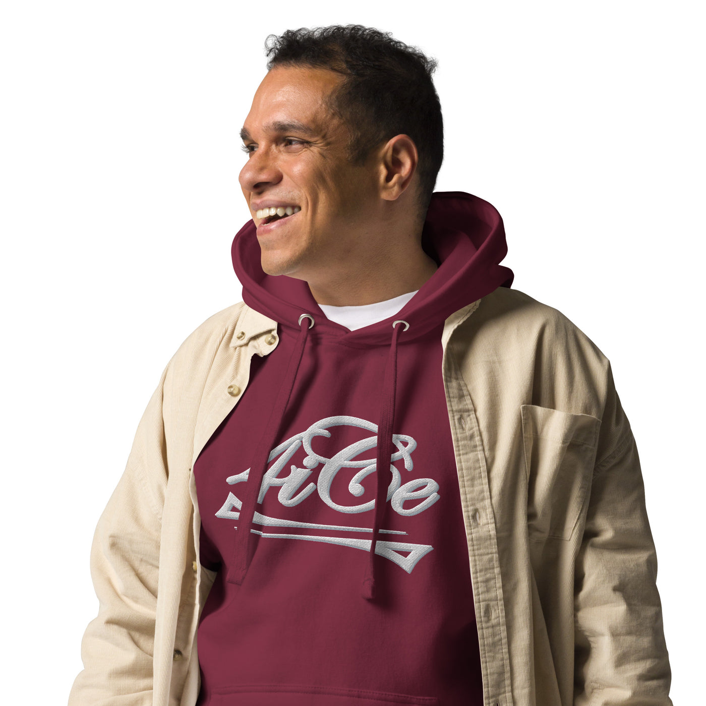  4iCe® Elite Boxing maroon embroidered hoodie zoomed in