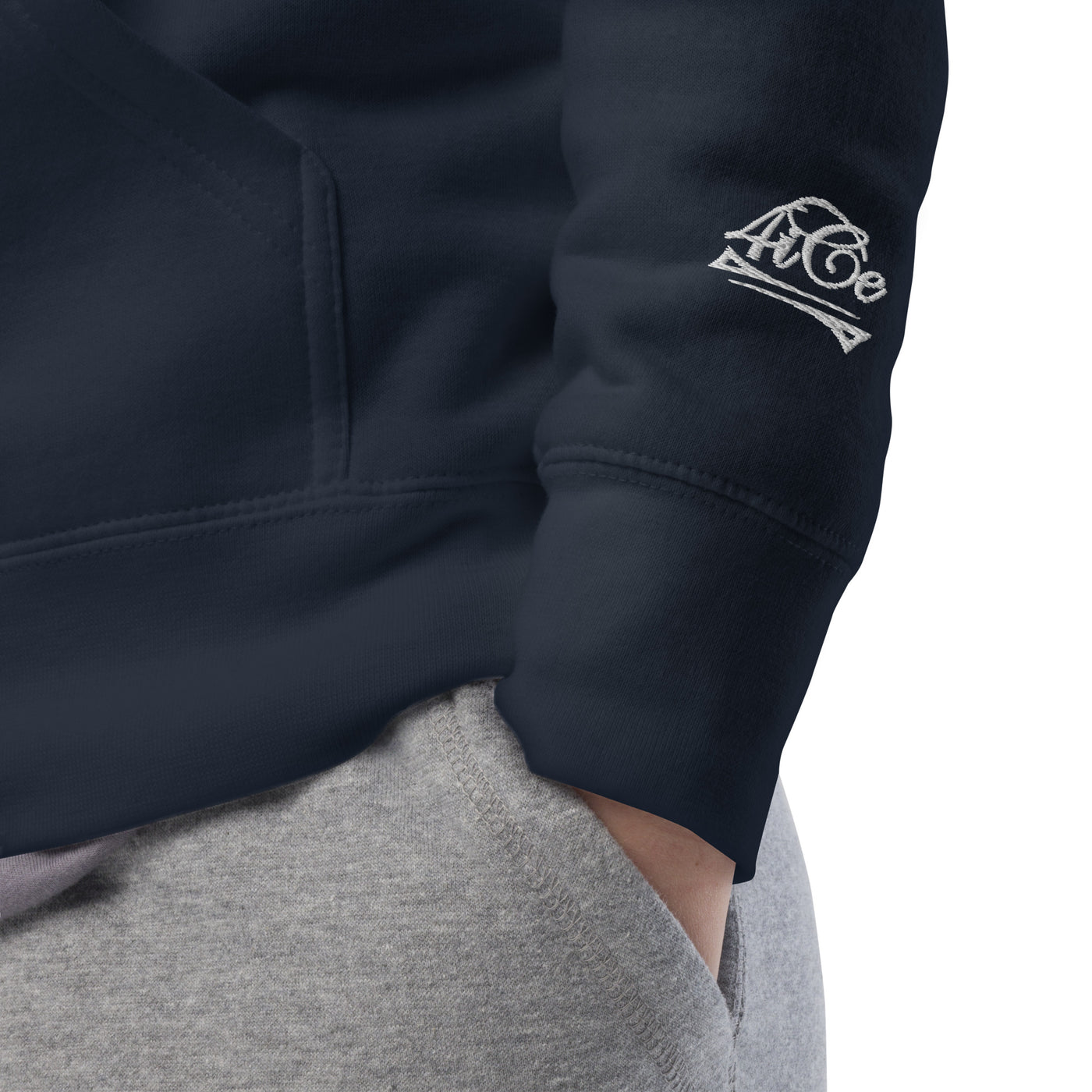 4iCe® Icon Elite Boxing navy embroidered hoodie details
