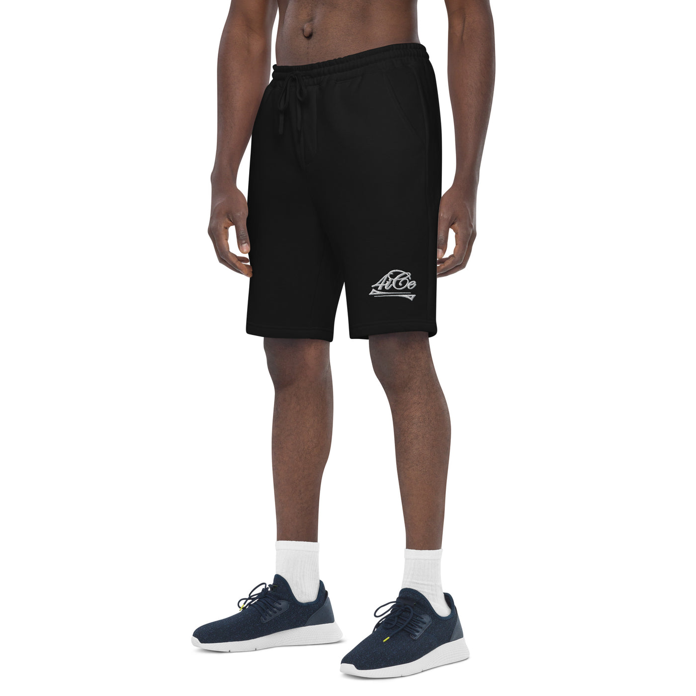  4iCe® Elite Boxing black embroidered shorts, front-left view